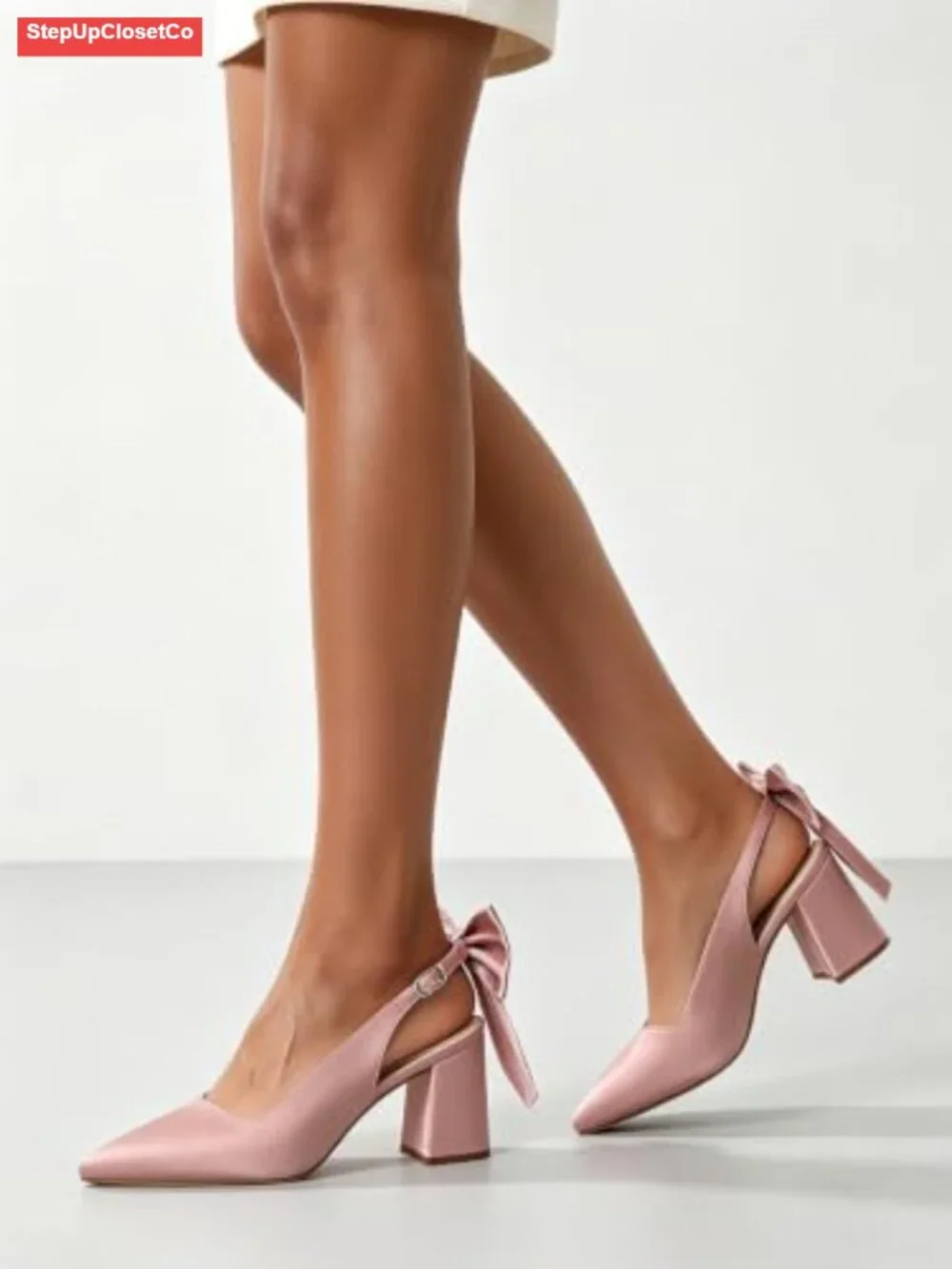 Women's Slingback Block Heels Pointed Toe Chunky Heels Office Work Pumps